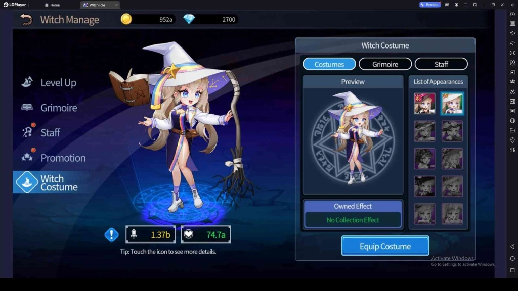Equip Better Costumes to the Witch