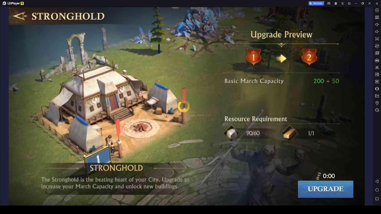 Upgrade the Stronghold in Treasure Hunter